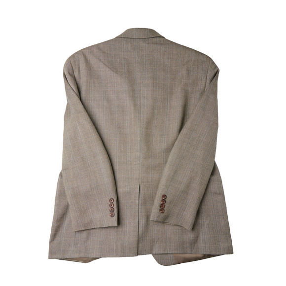 Vtg Lauren Ralph Lauren Blazer 42R Tan Plaid Wool Jacket Single Breasted Notch - Picture 4 of 9